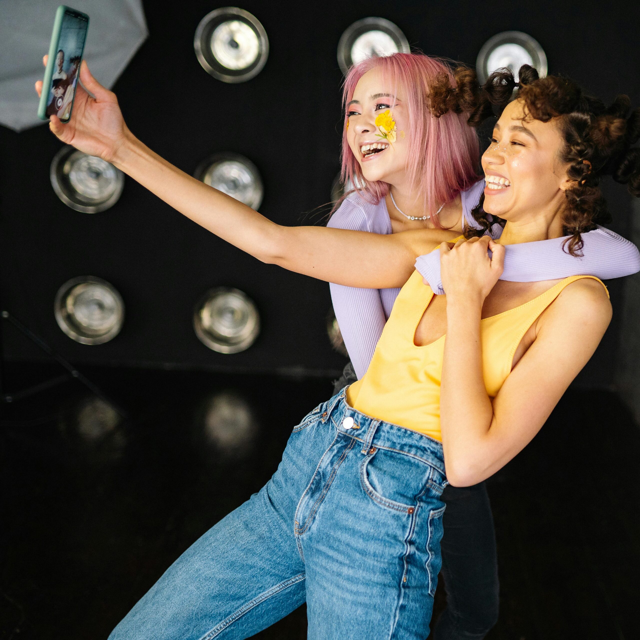 two young women having a selfie